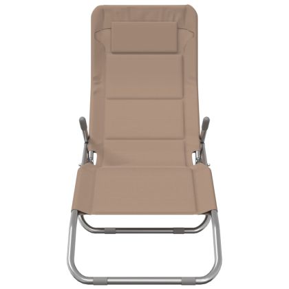 Сгъваеми шезлонги 2 бр таупе текстилен и боядисана стомана