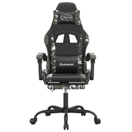 Гейминг стол с опора за крака черно и камуфлаж изкуствена кожа