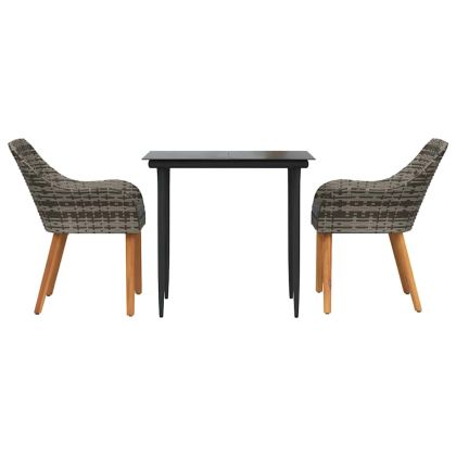 Комплект за хранене в градината 3 pcs Сив полиратан