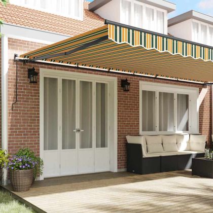 Сгъваем навес Зелен и жълт 600 × 300 cm текстил