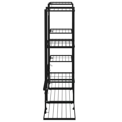 Стойка за цветя, 94,5x25x89 см, черна, желязо