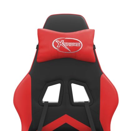 Въртящ гейминг стол, черно и червено, изкуствена кожа