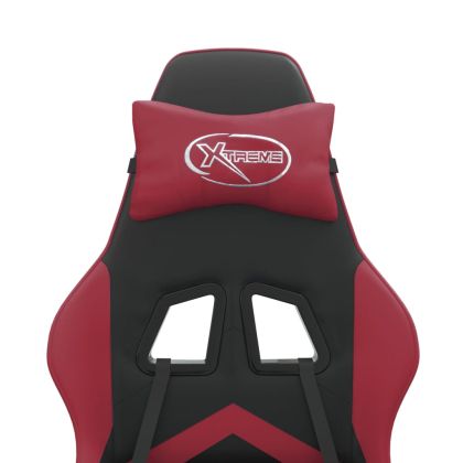 Въртящ гейминг стол, черно и виненочервено, изкуствена кожа