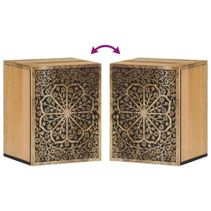 Стенен шкаф за баня 38x33x48 см масивно мангово дърво