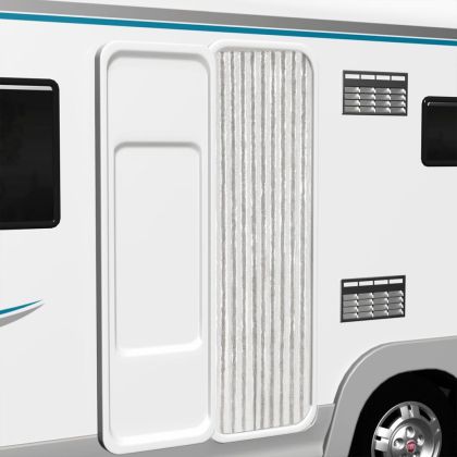 Ресни за врата против мухи, светлосиво и бяло, 56x185 см, шенил