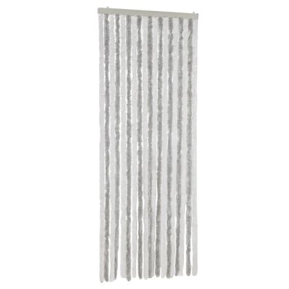 Ресни за врата против мухи, светлосиво и бяло, 56x185 см, шенил