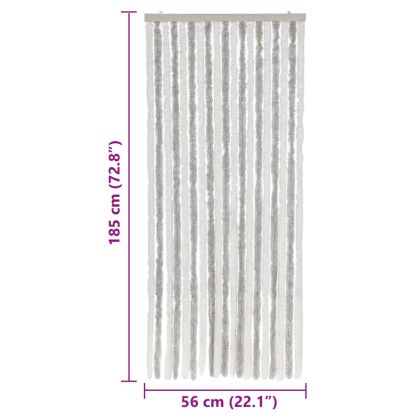Ресни за врата против мухи, светлосиво и бяло, 56x185 см, шенил