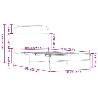 Рамка за легло без матрак 100x190 см опушен дъб инженерно дърво