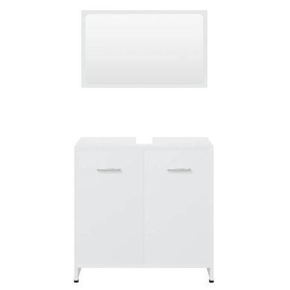 Комплект мебели за баня, бял, инженерно дърво