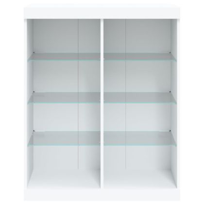 Сайдборд с LED светлини, бял, 81x37x100 см