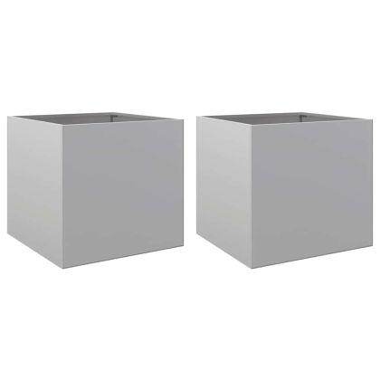 Кашпи, 2 бр, сребристи, 42x40x39 см, поцинкована стомана