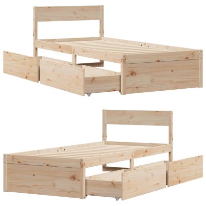 Рамка за легло без матрак, 100x200 см, бор масив