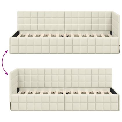 Ъглова рамка за легло с таблото Крем 80 см x 200 см Кадифе