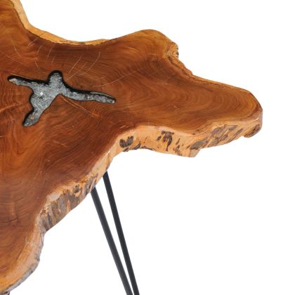 Маса за кафе, 70x45 см, тиково дърво масив и полирезин