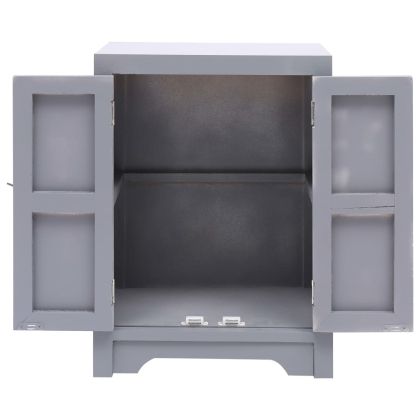 Нощно шкафче, сиво, 38x28x52 см, дърво от пауловния