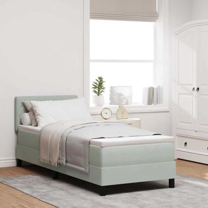 LED кутия за пружини с легло Светлосиво 80 x 200 cm Кадифе