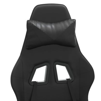 Въртящ гейминг стол, черно, изкуствена кожа