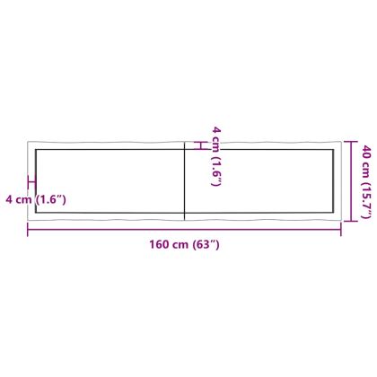 Плот за маса тъмнокафяв 160x40x(2-6) см обработен масивен дъб