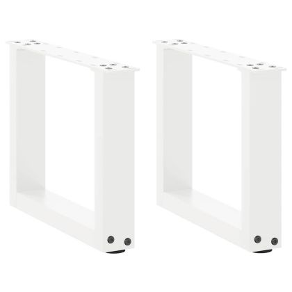 Крака за масичка за кафе, U-образни, 2 бр., бели, 30 x (30-31) см, стомана