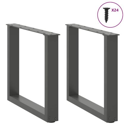 Крака за масичка за кафе, U-образни, 2 бр., антрацит, 50x(42-43) см, стомана