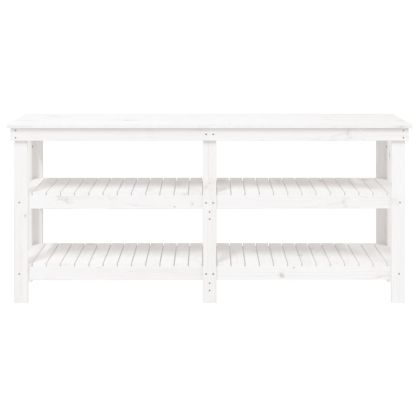Работна маса бяла 181x50x80 см борово дърво масив