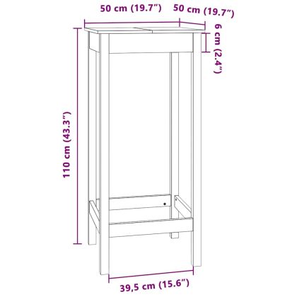 Бар маса, 50x50x110 см, борово дърво масив