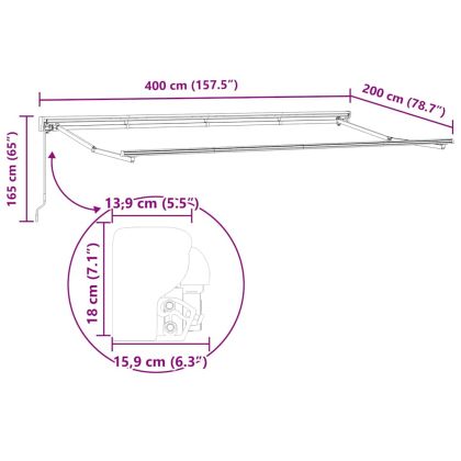 Сгъваем навес Многоцветна ивица 400x200 см текстил