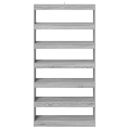 Шкаф за книги Сив сонома 100 x 30 x 198 см Инженерно дърво