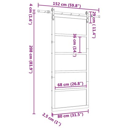 Преплъзваща се врата Кафяво 80 x 208 см Борово дърво масив