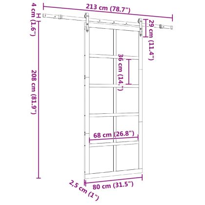 Преплъзваща се врата Кафяво 80 x 208 см Борово дърво масив