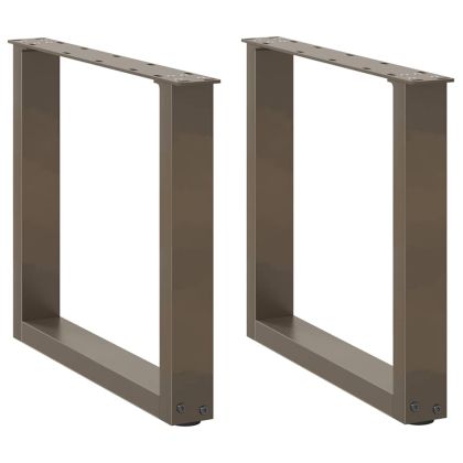 Крака за масичка за кафе, U-образни, 2 бр., естествена стомана, 50 x (42-43) см, стомана