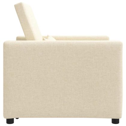 Единичен диван легло с колела Крем 90 x 165 x 87 см текстил