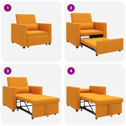 Единичен диван легло Тъмножълто 90 x 165 x 87 см текстил