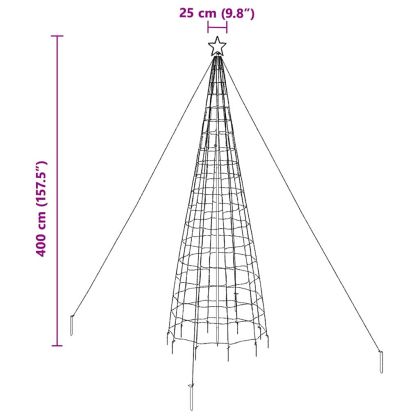 LED коледна елха с колчета за земя Хладно бяло 400 cm Желязо