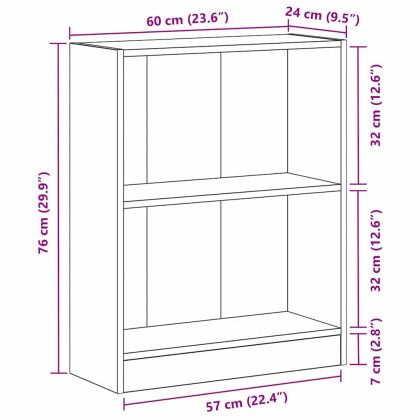 Шкаф за книги Черно 60 x 24 x 76 cm Инженерно дърво