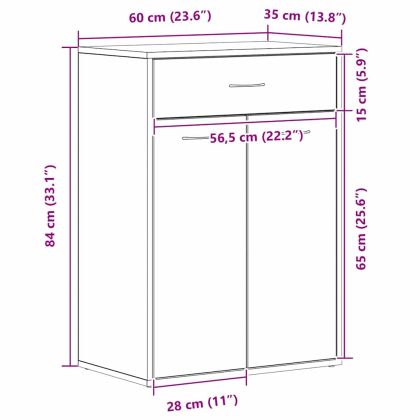 Шкаф за обувки Черния дъб 60 x 35 x 84 см Инженерно дърво