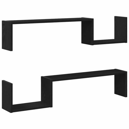 Стенен рафт 2 pcs Черния дъб 100 x 15 x 20 см Инженерно дърво