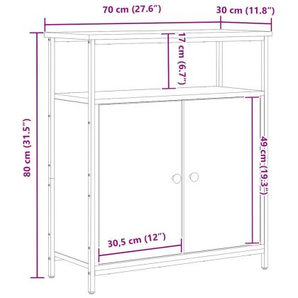 Служебен шкаф Черен дъб 70 x 30 x 80 см Инженерно дърво