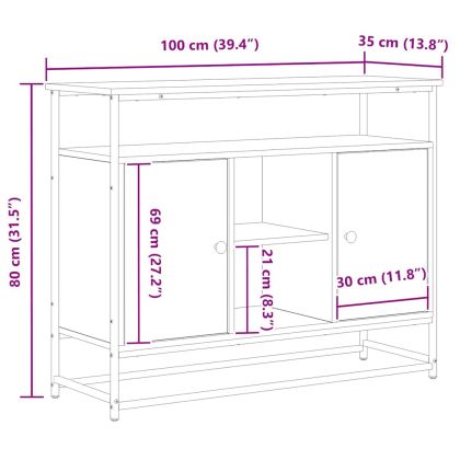 Служебен шкаф Черен дъб 100 x 35 x 80 см Инженерно дърво
