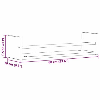 Стенен рафт 2 pcs Старо дърво 60 x 16 x 14 cm Инженерно дърво