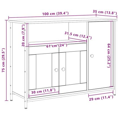 Служебен шкаф дъб артизан 100 x 35 x 75 см Инженерно дърво