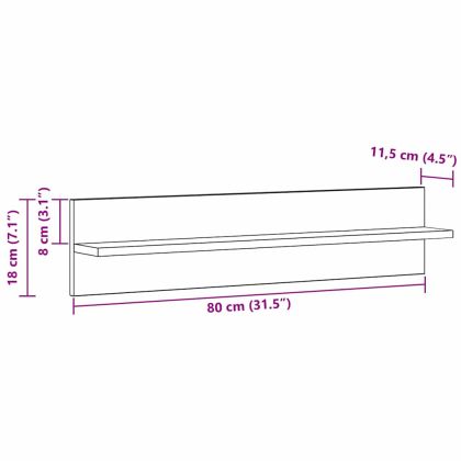 Стенен рафт с рафт 2 pcs Дъб 80 x 11,5 x 18 см Инженерно дърво