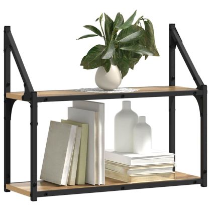 Стенен рафт с рафт дъб артизан 60 x 21 x 51 cm Инженерно дърво