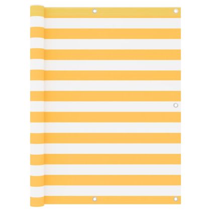 Балконски параван, бяло и жълто, 120x300 см, оксфорд плат