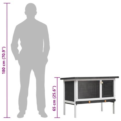 Външна клетка за зайци, 1 отделение, сива, дърво