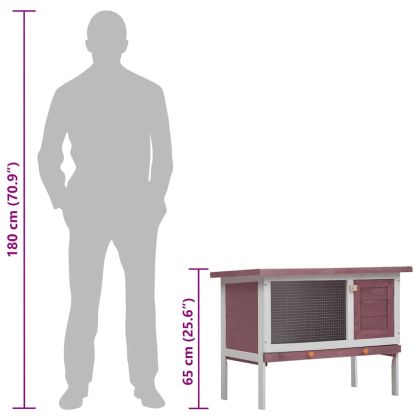 Външна клетка за зайци, 1 отделение, кафява, дърво