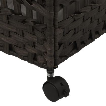 Кош за пране с колела, тъмнокафяв, 66x35x60 см, ратан