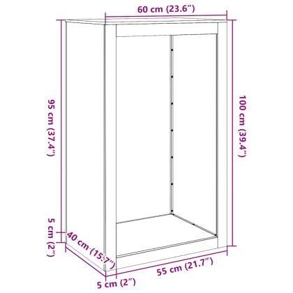 Стойка за дърва за огрев, 60x40x100 см, поцинкована стомана