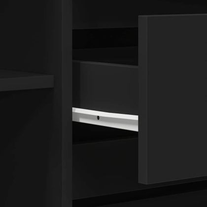 Служебен шкаф с чекмедже Черно 120 x 41 x 75 см Инженерно дърво