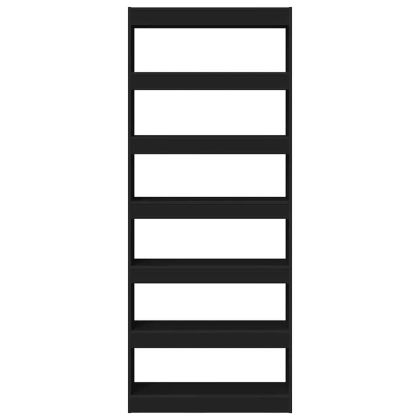 Библиотека с рафт Черно 80 x 30 x 198 см Инженерно дърво